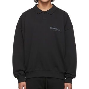 Essentials Fear of God Black French Terry Polo size Large NWT